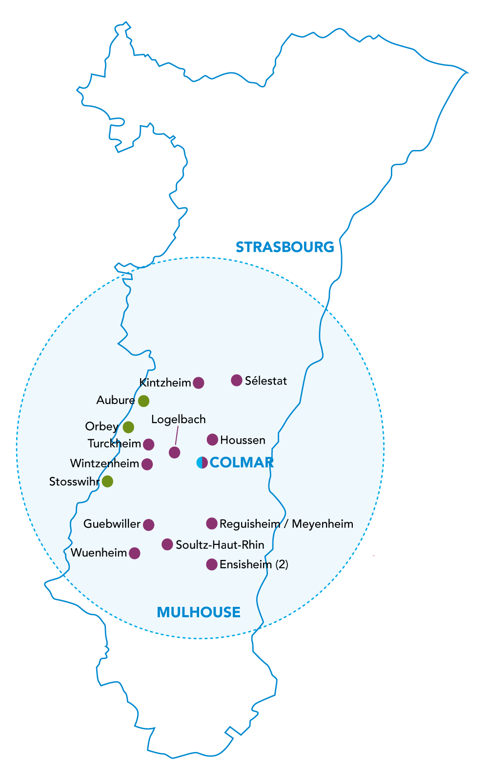 Carte des structures PEP Alsace